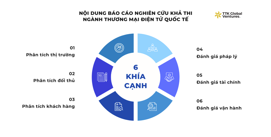 Các khía cạnh được phân tích trong báo cáo nghiên cứu khả thi ngành TMĐT Quốc tế