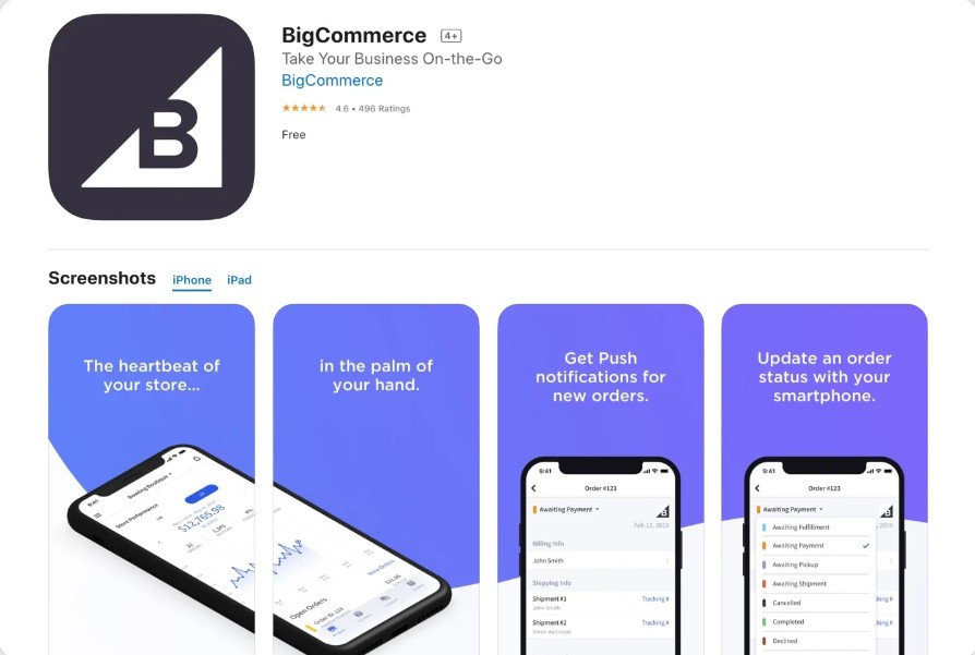 BigCommerce - Phần mềm quản lý bán hàng thông minh trên điện thoại