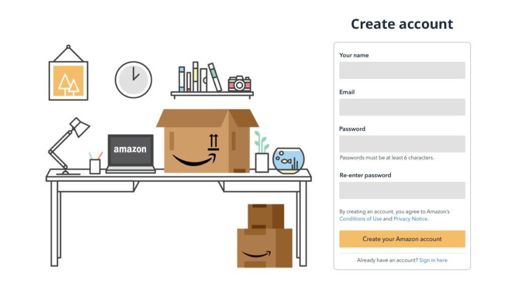 Minh họa đăng ký tài khoản nhà bán hàng trên Amazon