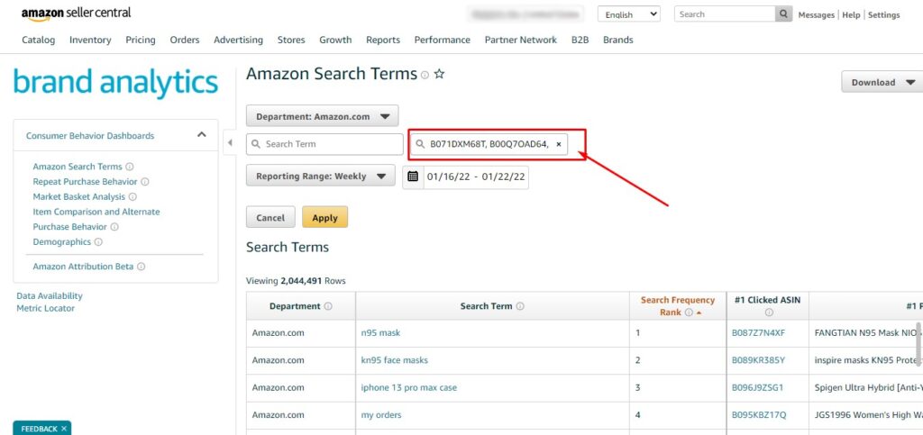 Công cụ Brand Analytics trên Amazon